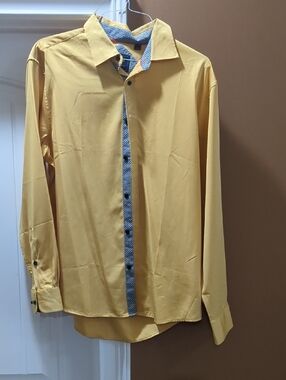 Men's Yellow Dress Shirt with Contrast Trim